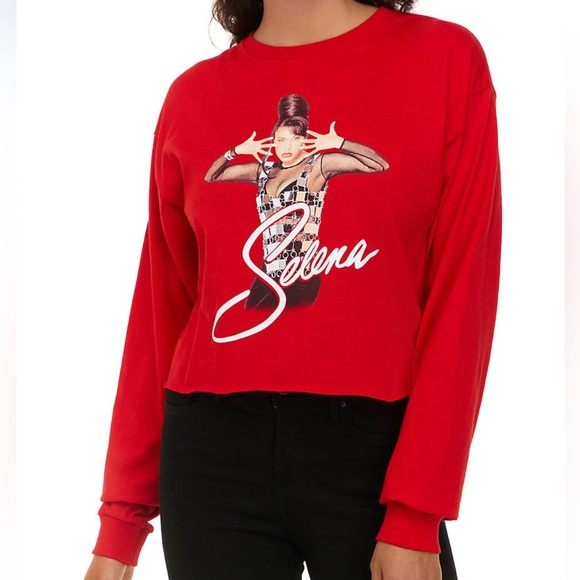 Selena Tops - Selena Red Crop Long Sleeve Tee NWT